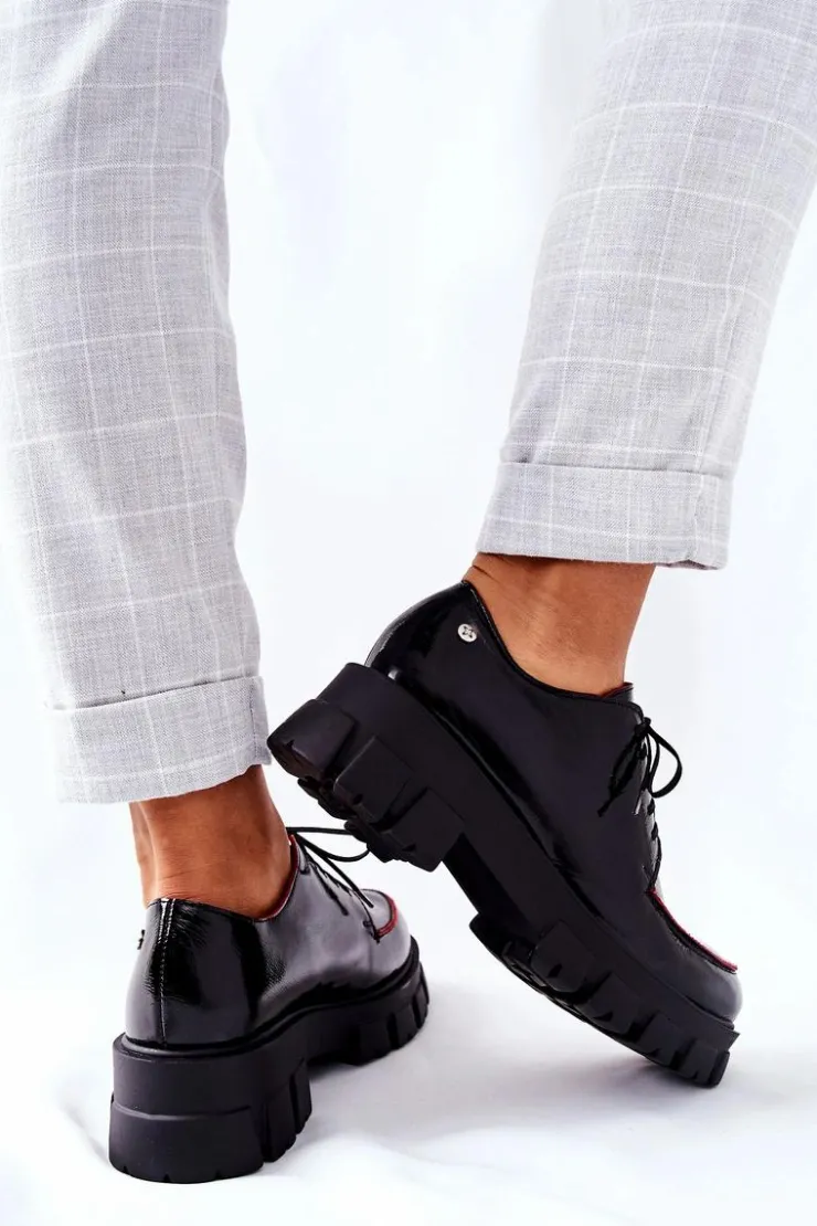 Hot Maciejka Damskie Skórzane Półbuty Czarne 5074A-01