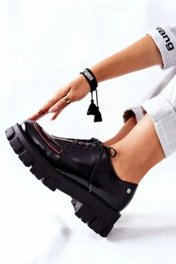 Hot Maciejka Damskie Skórzane Półbuty Czarne 5074A-01