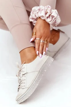 Maciejka Półbuty Skórzane*Damskie Skórzane Półbuty 05054-25 Złote