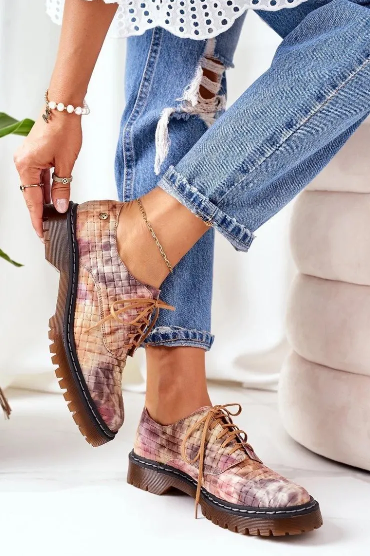 Damskie Maciejka Damskie Skórzane Półbuty Oxfordy 04087-46 Multikolor