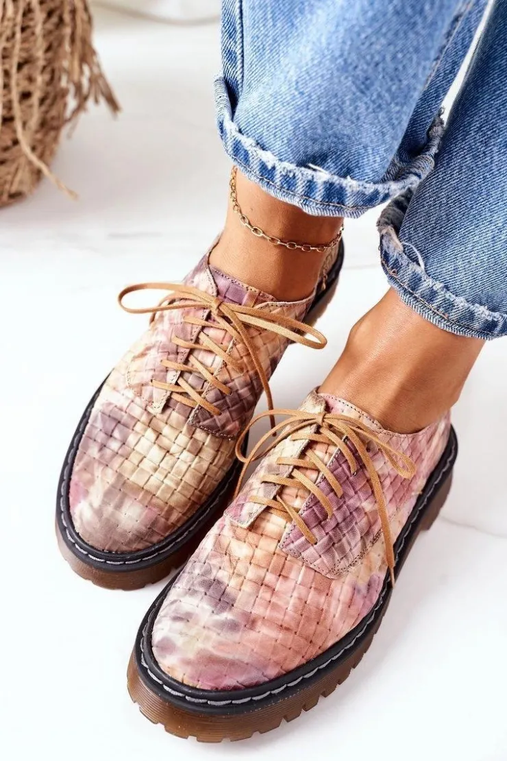 Damskie Maciejka Damskie Skórzane Półbuty Oxfordy 04087-46 Multikolor