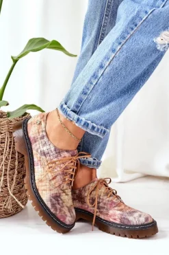 Damskie Maciejka Damskie Skórzane Półbuty Oxfordy 04087-46 Multikolor