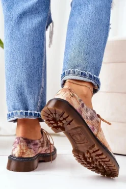 Damskie Maciejka Damskie Skórzane Półbuty Oxfordy 04087-46 Multikolor