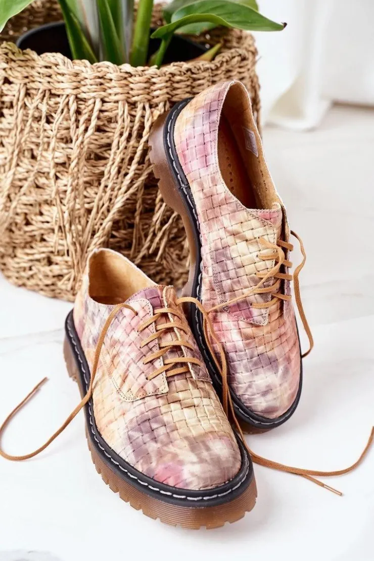 Damskie Maciejka Damskie Skórzane Półbuty Oxfordy 04087-46 Multikolor