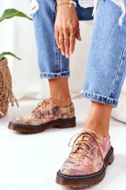 Damskie Maciejka Damskie Skórzane Półbuty Oxfordy 04087-46 Multikolor