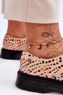 Damskie Maciejka Damskie Skórzane Półbuty Oxfordy 04087-18 Pomarańczowo-Czarne