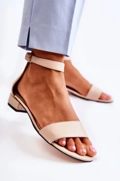 Damskie Boto Damskie Skórzane Sandałki Beżowe Shanley