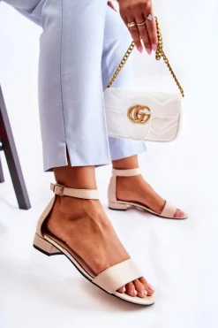 Damskie Boto Damskie Skórzane Sandałki Beżowe Shanley