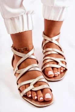 Maciejka Damskie Skórzane Sandały 05523-25 Złote