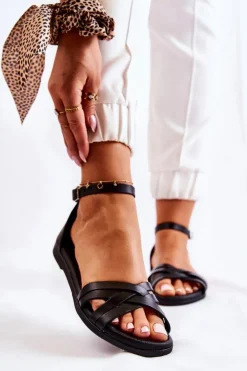 Damskie Maciejka Damskie Skórzane Sandały L4803-01 Czarne