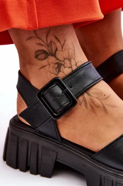 Damskie Buty damskie Vinceza Damskie Skórzane Sandały Na Płaskim Obcasie Czarne Dean