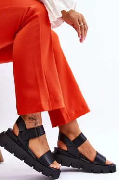 New Buty damskie Vinceza Damskie Skórzane Sandały Na Platformie Czarne Katte