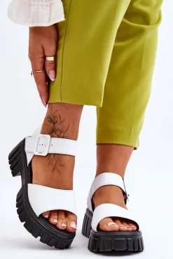 Online Buty damskie Vinceza Damskie Skórzane Sandały Na Płaskim Obcasie Białe Dean