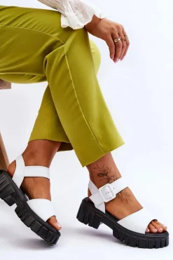 Online Buty damskie Vinceza Damskie Skórzane Sandały Na Płaskim Obcasie Białe Dean