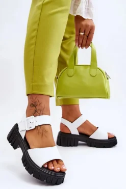 Online Buty damskie Vinceza Damskie Skórzane Sandały Na Płaskim Obcasie Białe Dean