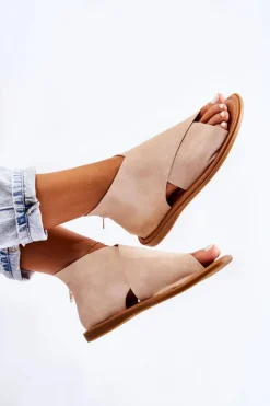 Damskie Damskie buty S.Barski Damskie Skórzane Sandały Na Szeroką Stopę Beżowe Catalise