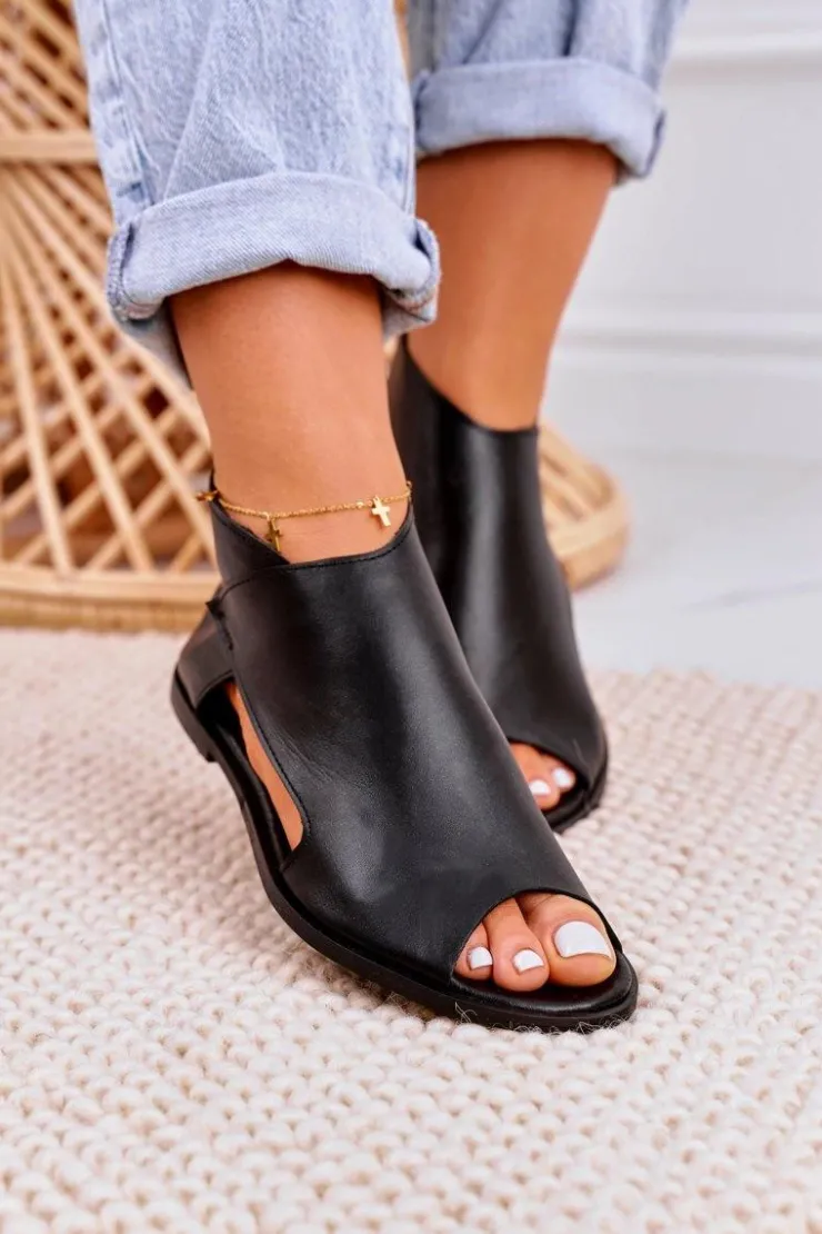 Best Boto Damskie Skórzane Sandały Nicole 2622 Czarne