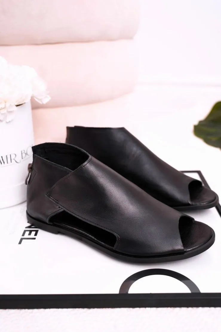 Best Boto Damskie Skórzane Sandały Nicole 2622 Czarne