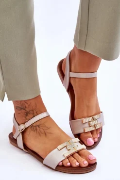 Damskie Damskie buty S.Barski Damskie Skórzane Sandały S.Barski KV-5541-37 Beżowe