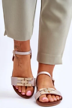 Damskie Damskie buty S.Barski Damskie Skórzane Sandały S.Barski KV-5541-37 Beżowe