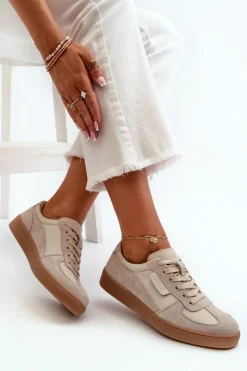 Damskie Buty damskie Vinceza Damskie Skórzane Sneakersy Szare Vinceza 7333