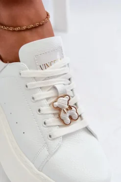 Damskie Buty damskie Vinceza Damskie Skórzane Sneakersy Na Platformie Z Misiem Białe Vinceza 66641