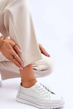 Buty damskie Vinceza Sneakersy Damskie*Damskie Skórzane Sportowe Buty Trampki Białe Elami