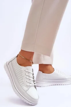 Buty damskie Vinceza Sneakersy Damskie*Damskie Skórzane Sportowe Buty Trampki Białe Elami