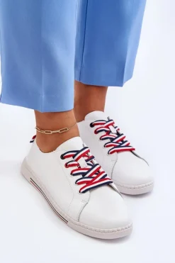 Buty damskie Vinceza Trampki Damskie Niskie*Damskie Skórzane Tenisówki Białe Litzy