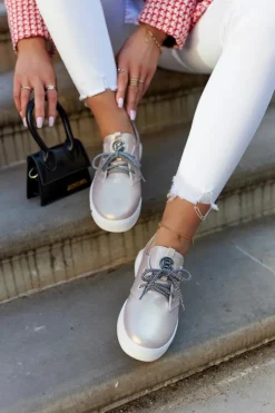 Damskie Damskie buty S.Barski Damskie Skórzane Tenisówki Z Ozdobą Metaliczny Róż Carrey