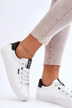 Big Star Shoes Trampki Damskie Niskie|Trampki Damskie Big Star*Damskie Skórzane Tenisówki Big Star EE274312 Biało-Czarne