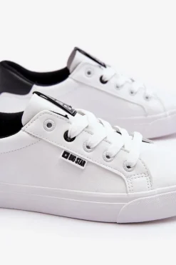 Big Star Shoes Trampki Damskie Niskie|Trampki Damskie Big Star*Damskie Skórzane Tenisówki Big Star EE274312 Biało-Czarne