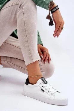 Big Star Shoes Trampki Damskie Niskie|Trampki Damskie Big Star*Damskie Skórzane Tenisówki Big Star EE274312 Biało-Czarne