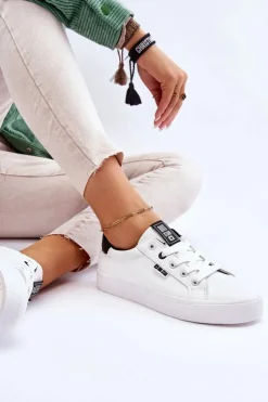 Big Star Shoes Trampki Damskie Niskie|Trampki Damskie Big Star*Damskie Skórzane Tenisówki Big Star EE274312 Biało-Czarne