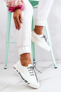 Damskie buty S.Barski Trampki Damskie Niskie*Damskie Skórzane Tenisówki Na Platformie Białe Marien