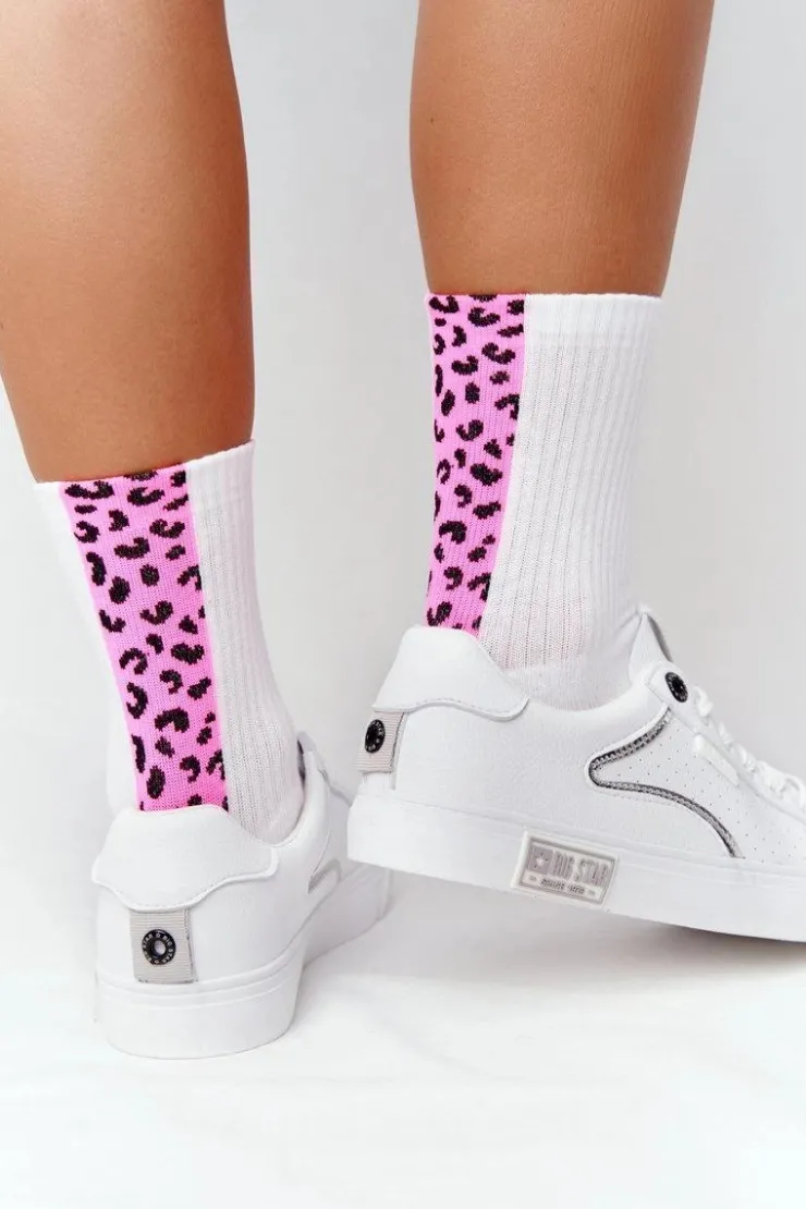 New Big Star Shoes Damskie Skórzane Tenisówki BIG STAR HH274075 Biało-Srebrne