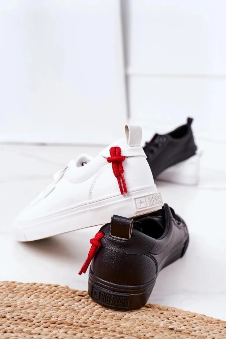 Big Star Shoes Trampki Damskie Big Star|Trampki Damskie Niskie*Damskie Skórzane Tenisówki BIG STAR GG274160 Białe