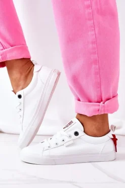 Big Star Shoes Trampki Damskie Big Star|Trampki Damskie Niskie*Damskie Skórzane Tenisówki BIG STAR GG274160 Białe