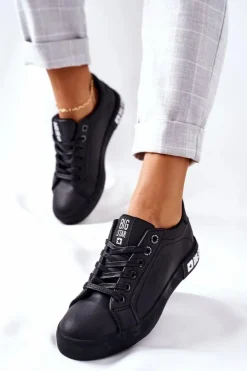 Sale Big Star Shoes Damskie Skórzane Tenisówki BIG STAR II274030 Czarne