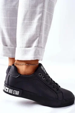 Sale Big Star Shoes Damskie Skórzane Tenisówki BIG STAR II274030 Czarne