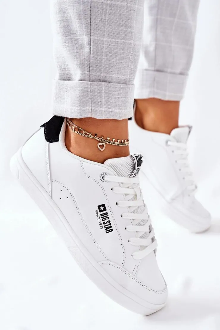 Damskie Big Star Shoes Damskie Skórzane Tenisówki Memory Foam BIG STAR II274319 Białe