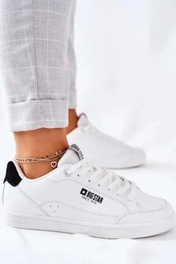 Damskie Big Star Shoes Damskie Skórzane Tenisówki Memory Foam BIG STAR II274319 Białe