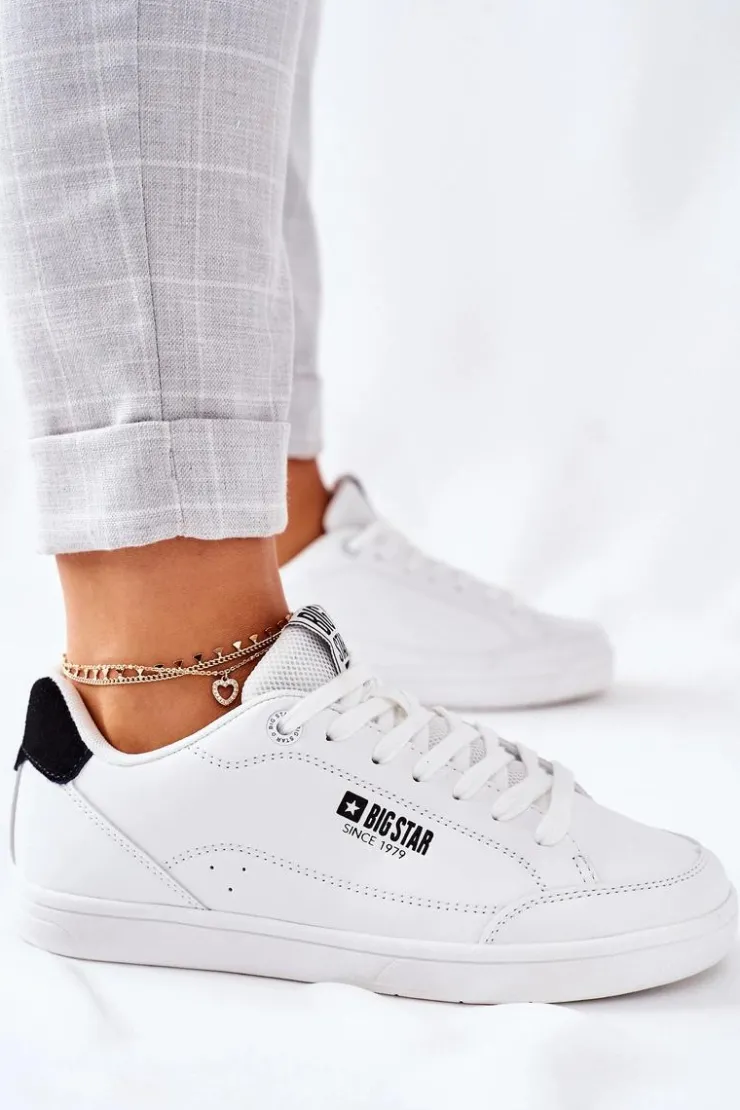 Damskie Big Star Shoes Damskie Skórzane Tenisówki Memory Foam BIG STAR II274319 Białe