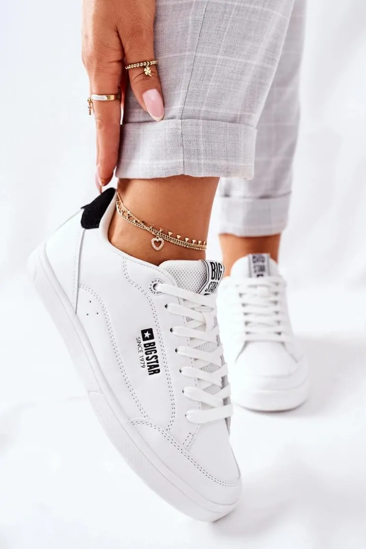 Damskie Big Star Shoes Damskie Skórzane Tenisówki Memory Foam BIG STAR II274319 Białe