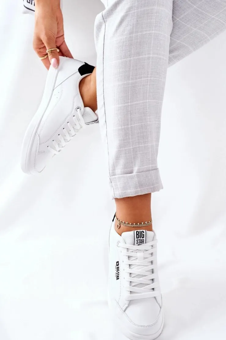 Damskie Big Star Shoes Damskie Skórzane Tenisówki Memory Foam BIG STAR II274319 Białe