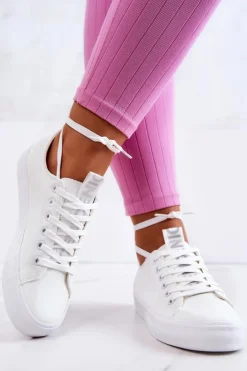 Boto Trampki Damskie Niskie*Damskie Skórzane Tenisówki Białe Mikayla