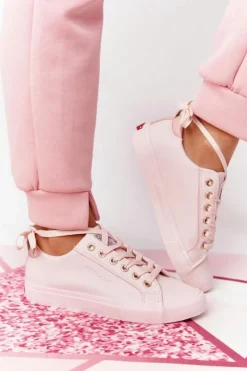 Cross Jeans Trampki Damskie Niskie*Damskie Skórzane Tenisówki HH2R4004C Różowe Różowy