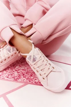 Cross Jeans Trampki Damskie Niskie*Damskie Skórzane Tenisówki HH2R4004C Różowe Różowy