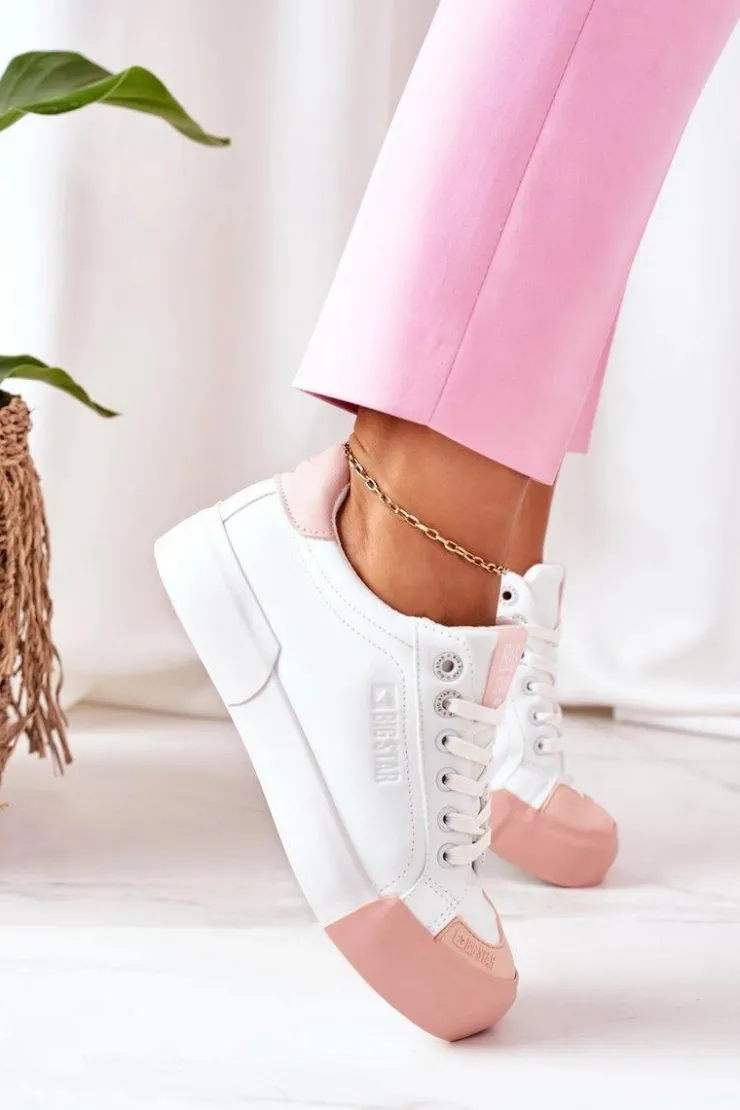 Hot Big Star Shoes Damskie Skórzane Tenisówki BIG STAR II274027 Białe