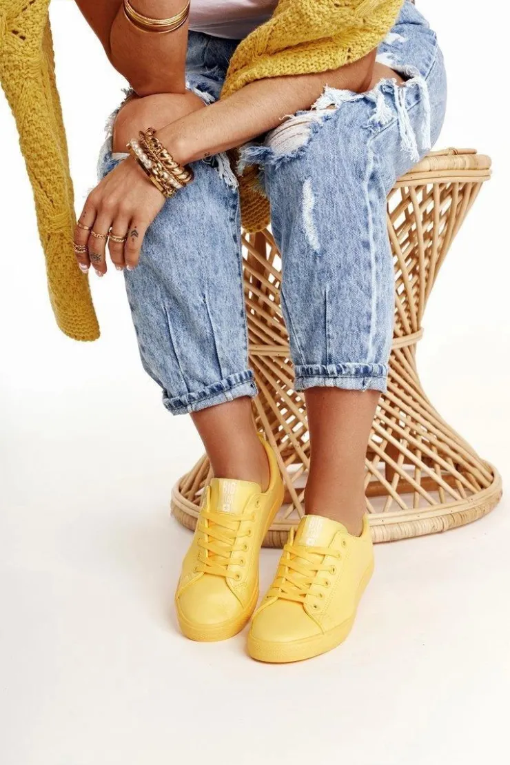 Damskie Big Star Shoes Damskie Skórzane Tenisówki BIG STAR HH274142 Żółte